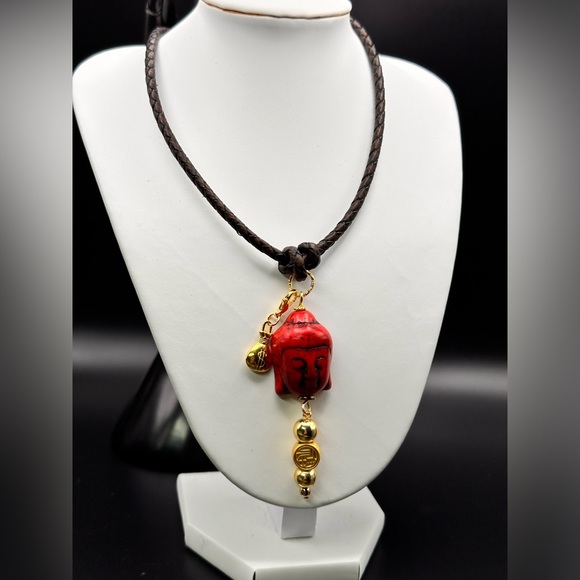 CALCITE BUDDHA’S HEAD NATURAL CHOKER NECKLACE size adjustable - Picture 3 of 10